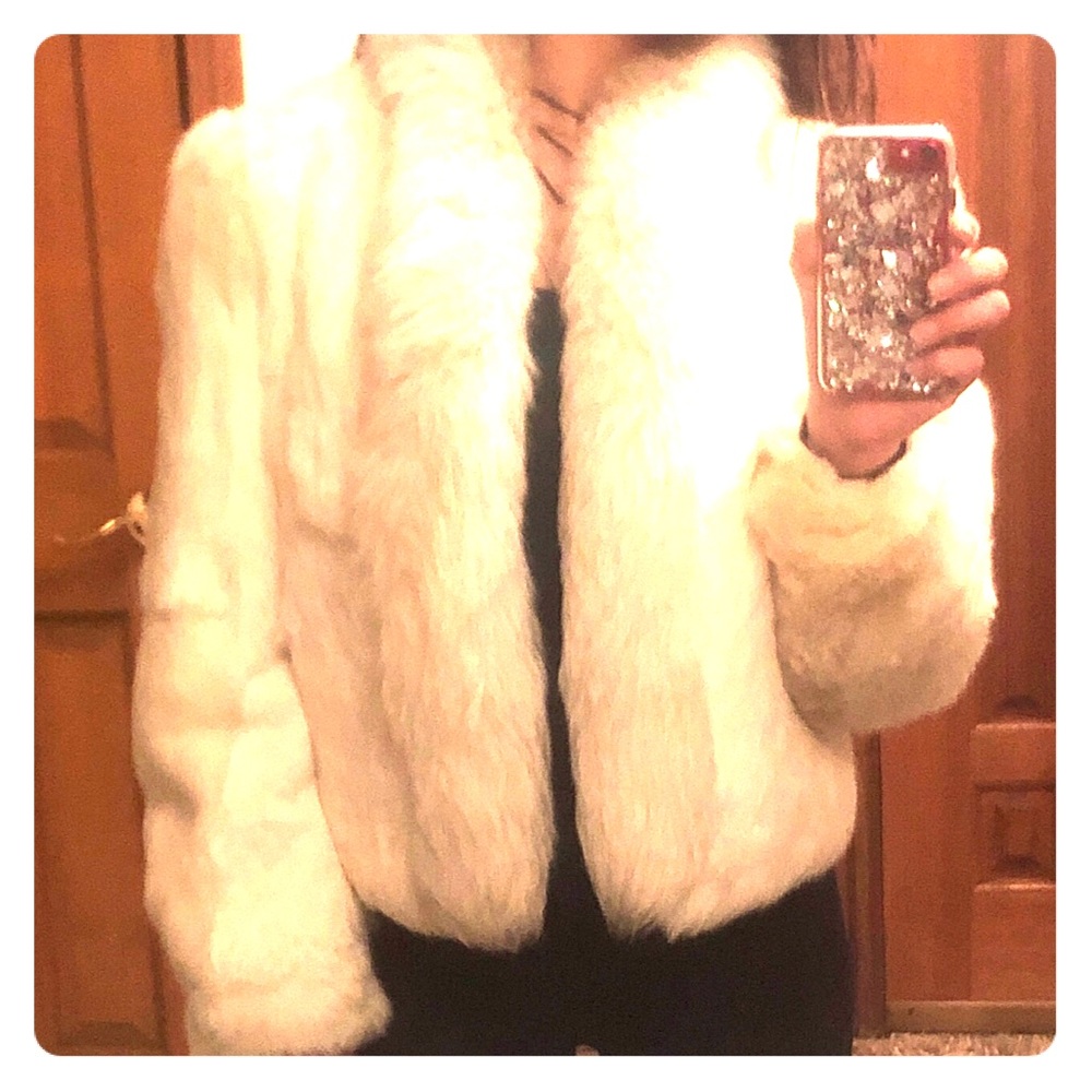 Wilsons rabbit fur waist length coat